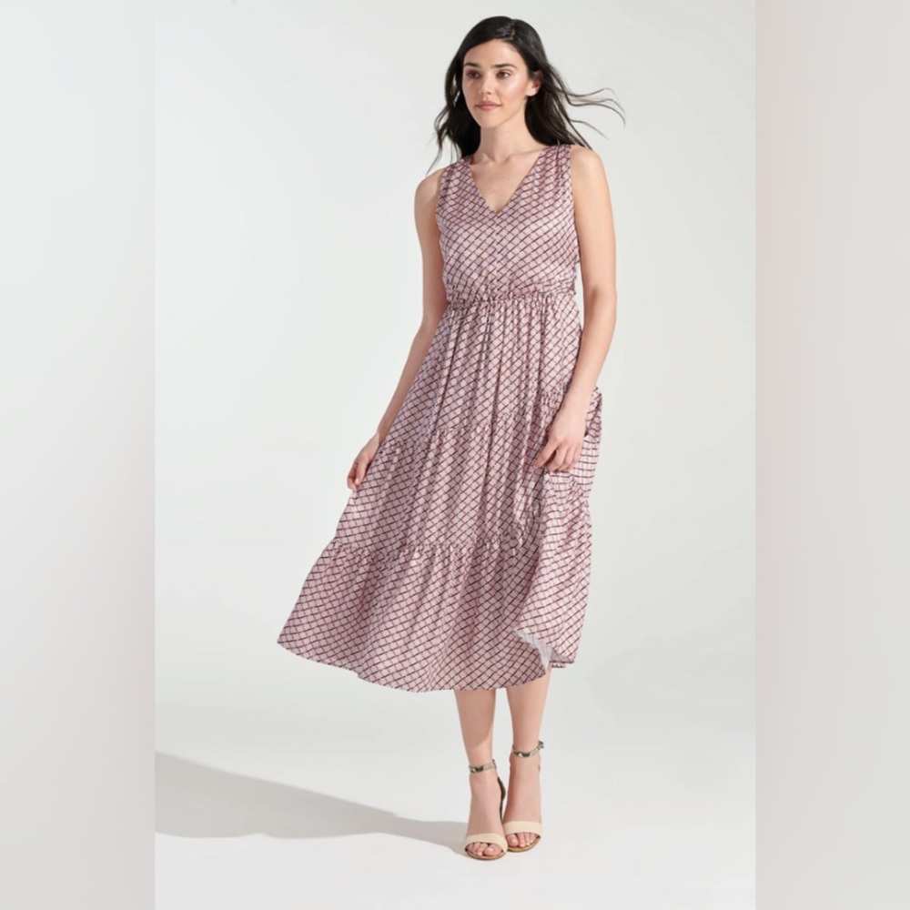 Chain Print Belted Midi Dress SIZE 4